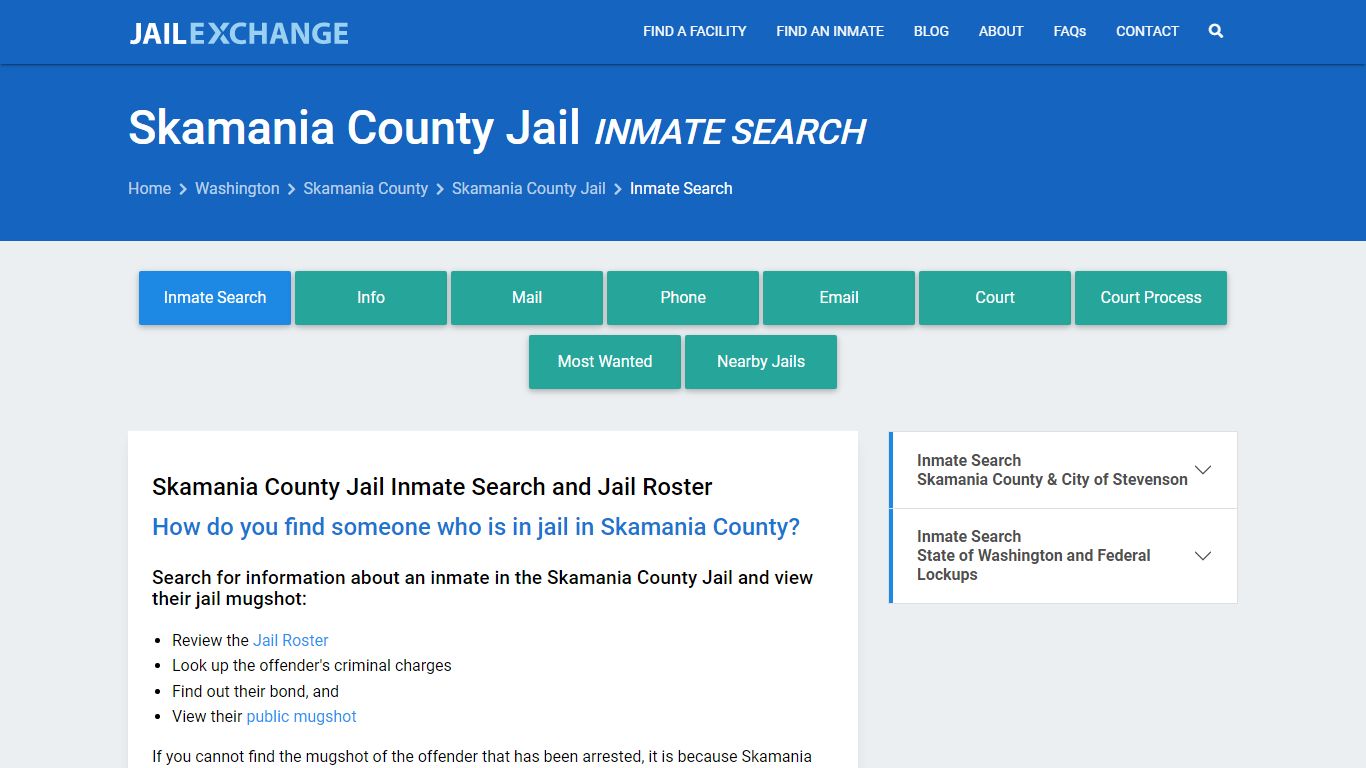 Inmate Search: Roster & Mugshots - Skamania County Jail, WA