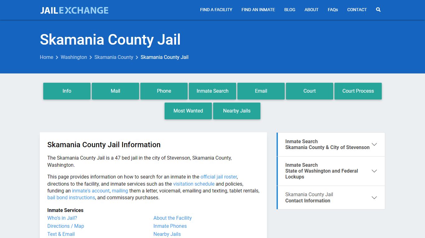 Skamania County Jail, WA Inmate Search, Information